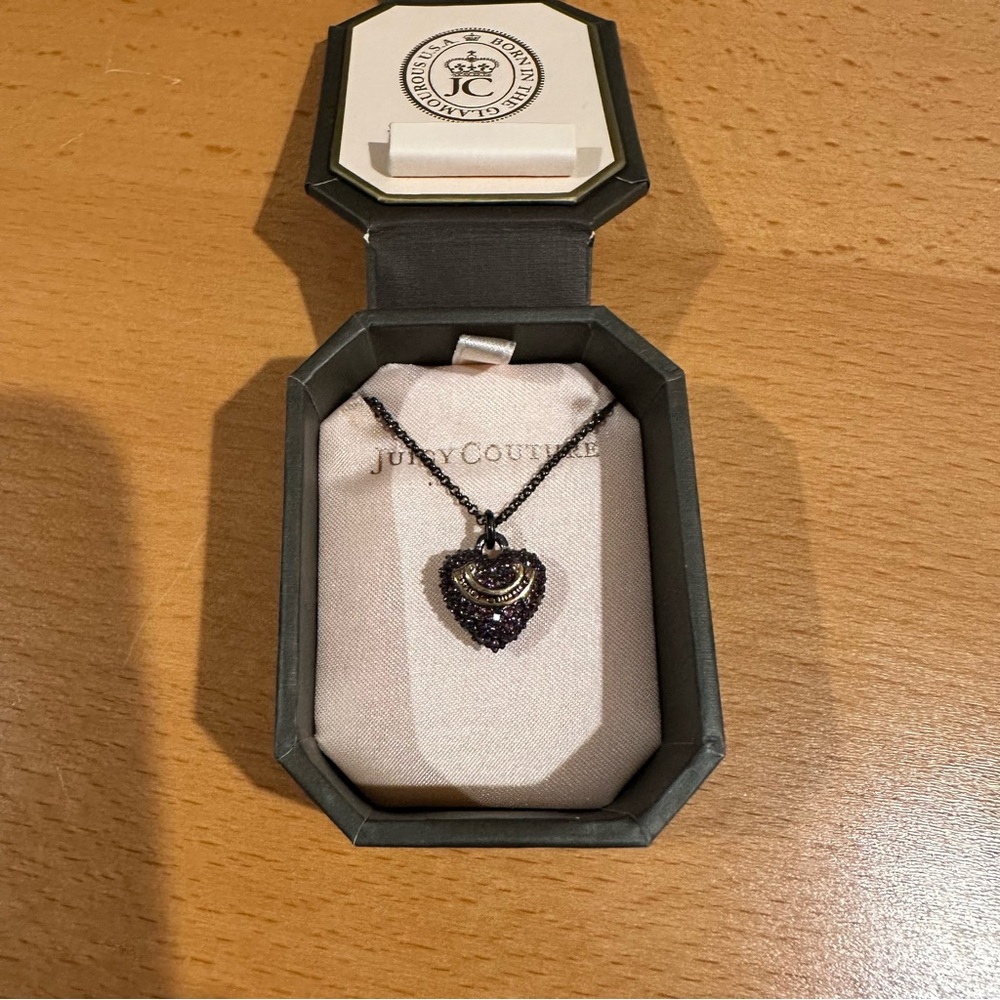 Juicy Couture Vintage Purple Pave Heart Pendant Necklace